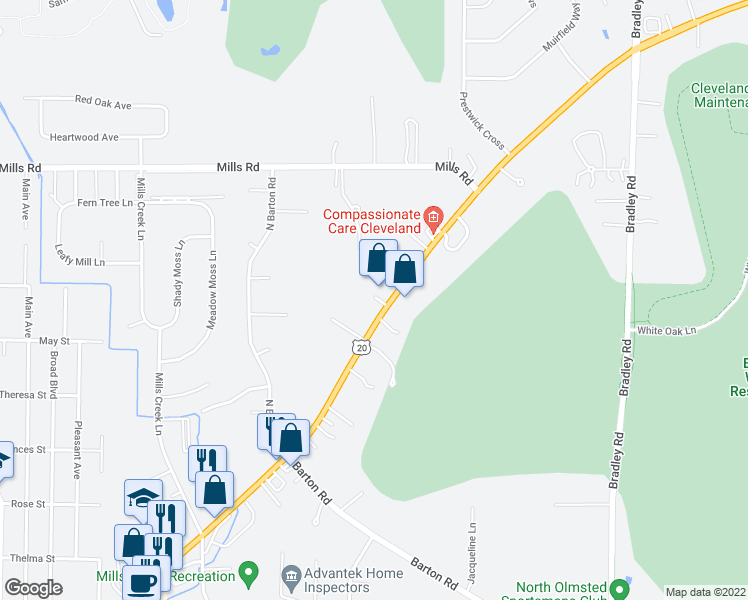 map of restaurants, bars, coffee shops, grocery stores, and more near 32000 Center Ridge Road in North Ridgeville