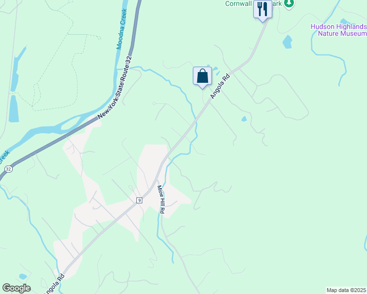 map of restaurants, bars, coffee shops, grocery stores, and more near 324 Angola Road in Cornwall