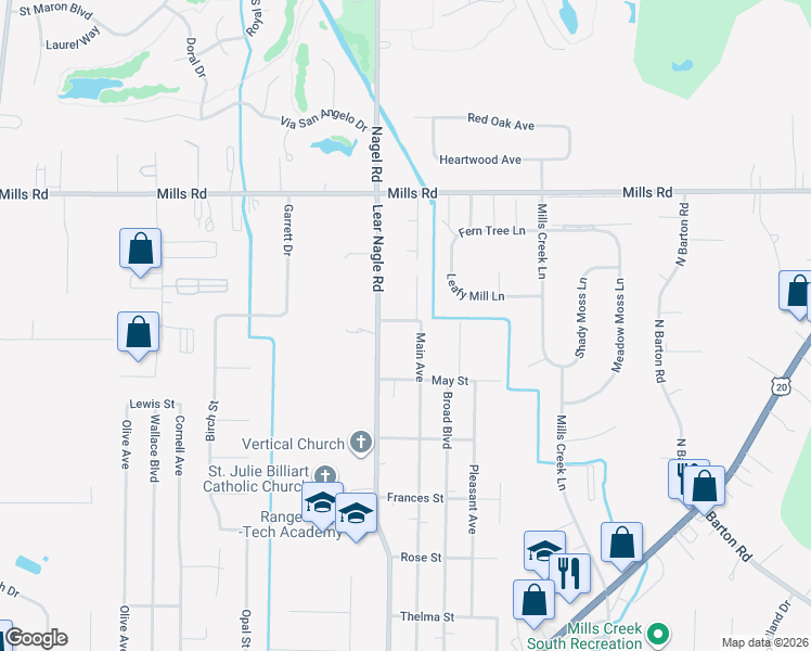 map of restaurants, bars, coffee shops, grocery stores, and more near 33585 Adele Street in North Ridgeville