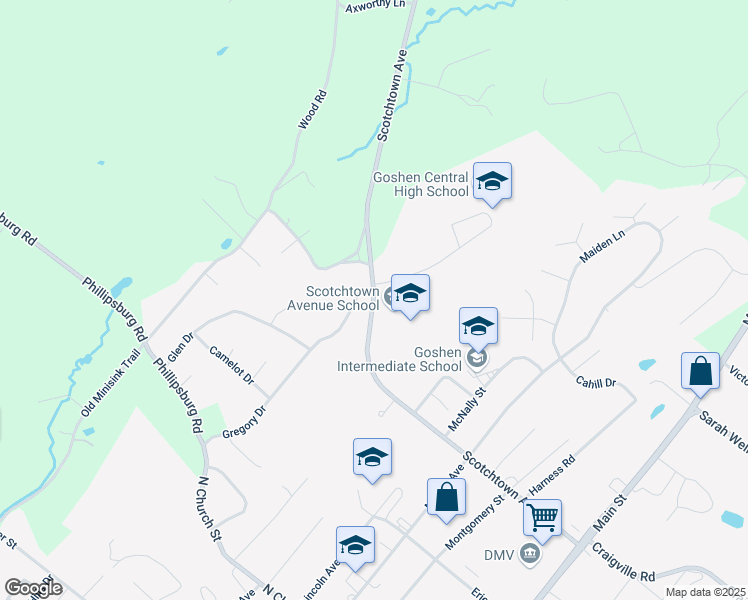 map of restaurants, bars, coffee shops, grocery stores, and more near 118 Scotchtown Road in Goshen