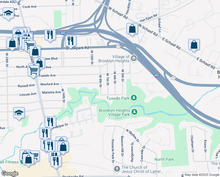 map of restaurants, bars, coffee shops, grocery stores, and more near 5154 West 7th Street in Brooklyn Heights