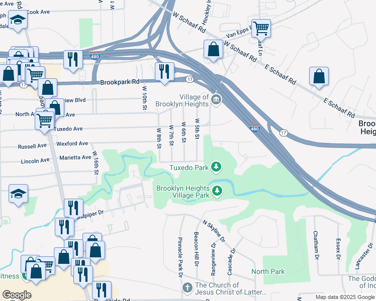 map of restaurants, bars, coffee shops, grocery stores, and more near 5161 W 6th St in Brooklyn Heights