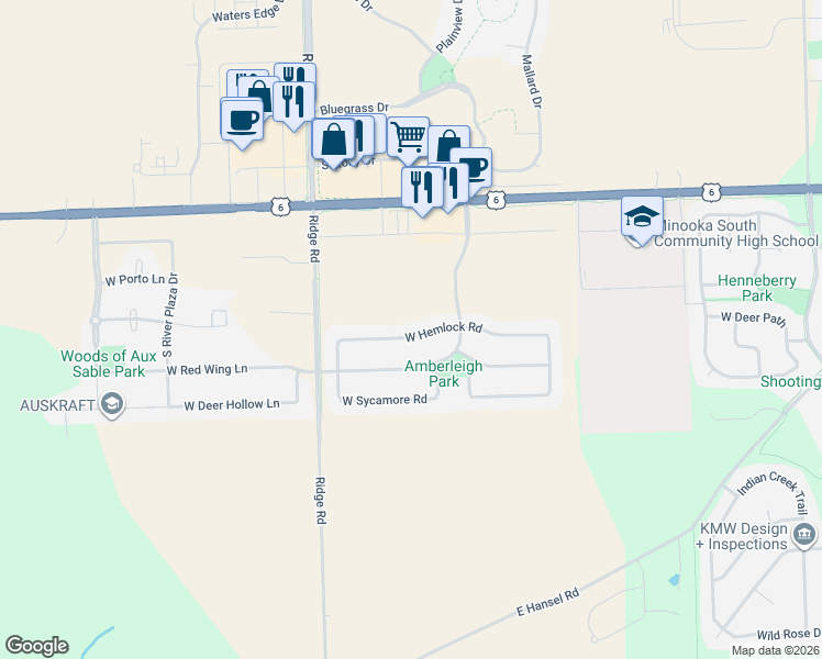 map of restaurants, bars, coffee shops, grocery stores, and more near 27024 West Hemlock Road in Channahon