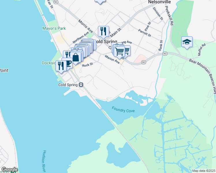 map of restaurants, bars, coffee shops, grocery stores, and more near 21 Constitution Drive in Cold Spring