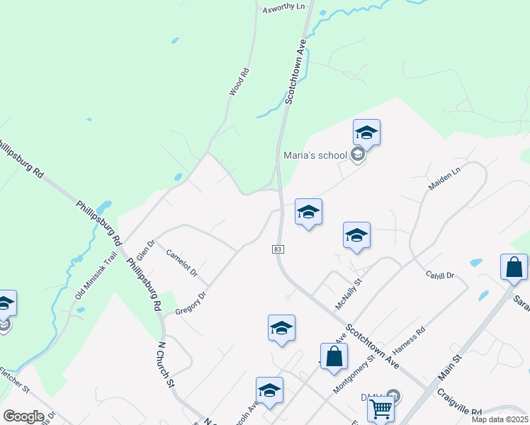map of restaurants, bars, coffee shops, grocery stores, and more near 48 Gregory Drive in Goshen