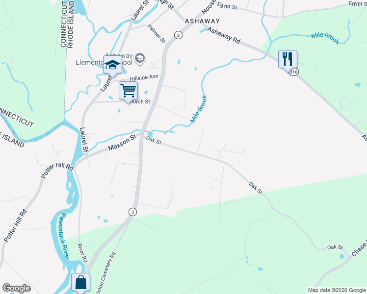 map of restaurants, bars, coffee shops, grocery stores, and more near 23 Oak St in Hopkinton