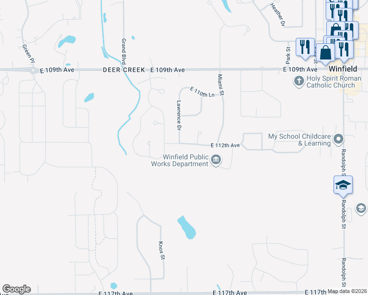 map of restaurants, bars, coffee shops, grocery stores, and more near 6901 E 112th Ave in Crown Point