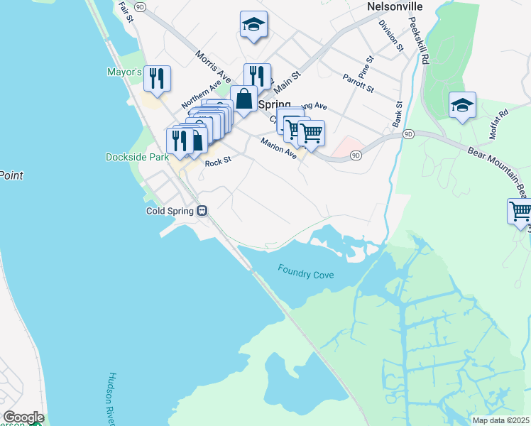map of restaurants, bars, coffee shops, grocery stores, and more near 21 Constitution Drive in Cold Spring