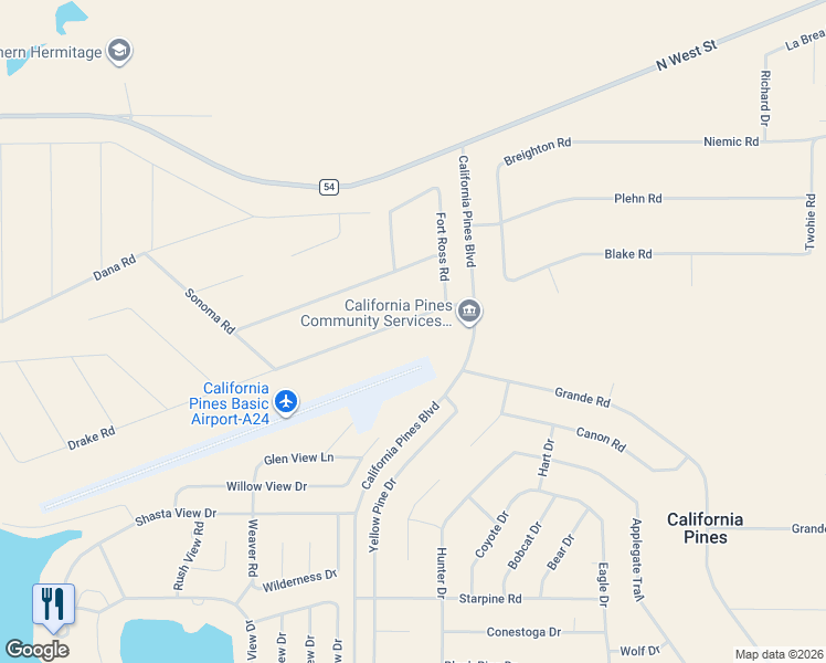 map of restaurants, bars, coffee shops, grocery stores, and more near 376 California Pines Boulevard in Alturas