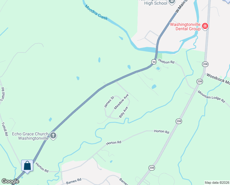 map of restaurants, bars, coffee shops, grocery stores, and more near 6 James Street in Washingtonville