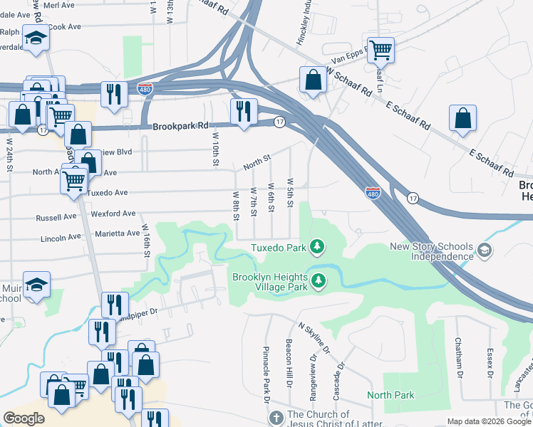 map of restaurants, bars, coffee shops, grocery stores, and more near 5161 West 6th Street in Brooklyn Heights