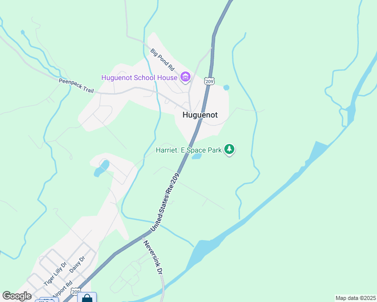 map of restaurants, bars, coffee shops, grocery stores, and more near 394 U.S. 209 in Huguenot