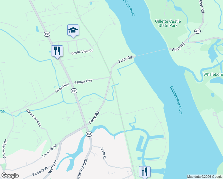 map of restaurants, bars, coffee shops, grocery stores, and more near 39 Baker Road in Chester