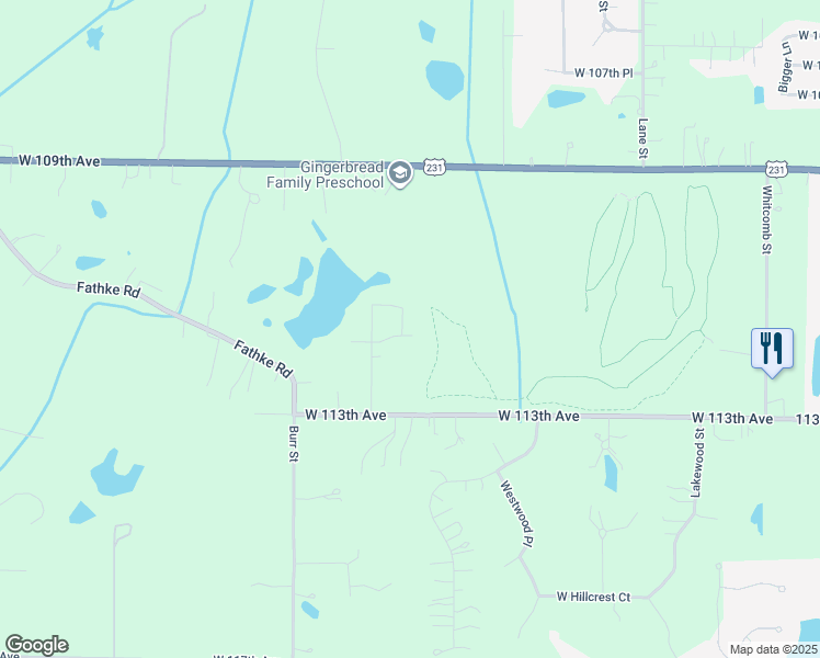 map of restaurants, bars, coffee shops, grocery stores, and more near 11113 Mount Place in Crown Point