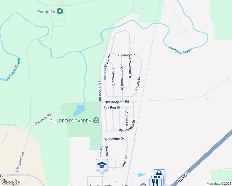 map of restaurants, bars, coffee shops, grocery stores, and more near 886 Redwood Drive in Elwood
