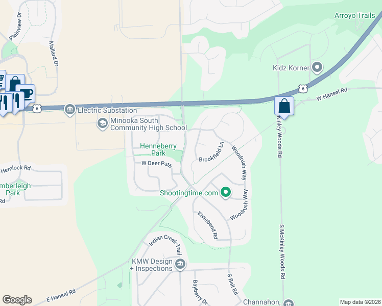 map of restaurants, bars, coffee shops, grocery stores, and more near 25724 Fieldstone Path in Channahon