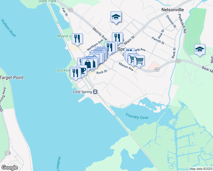 map of restaurants, bars, coffee shops, grocery stores, and more near 2 Constitution Drive in Cold Spring