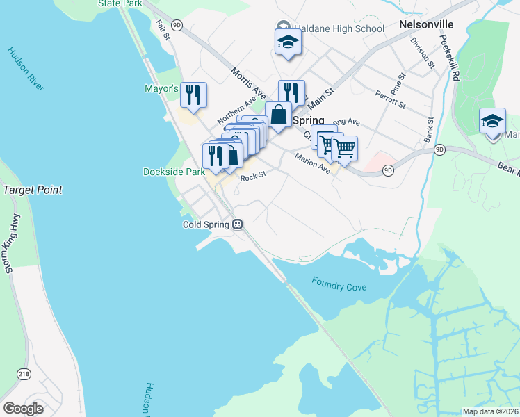 map of restaurants, bars, coffee shops, grocery stores, and more near 7 Forge Gate Drive in Cold Spring