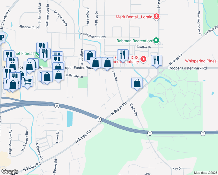 map of restaurants, bars, coffee shops, grocery stores, and more near 5541 Virginia Drive in Amherst