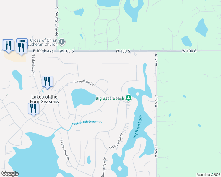 map of restaurants, bars, coffee shops, grocery stores, and more near 1100-1298 Winterhaven Ln in Crown Point