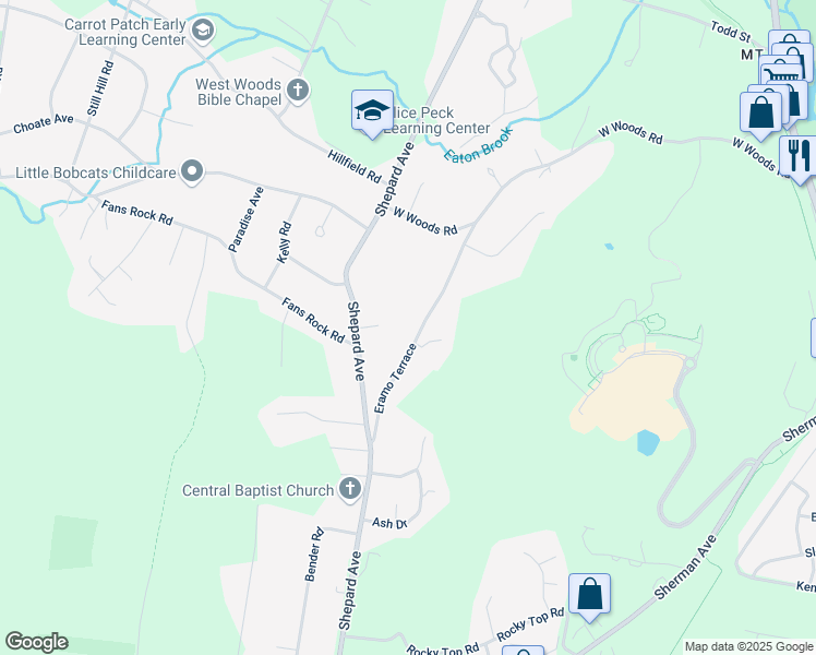 map of restaurants, bars, coffee shops, grocery stores, and more near 122 Eramo Terrace in Hamden