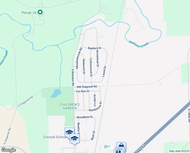 map of restaurants, bars, coffee shops, grocery stores, and more near 886 Arrowhead Drive in Elwood