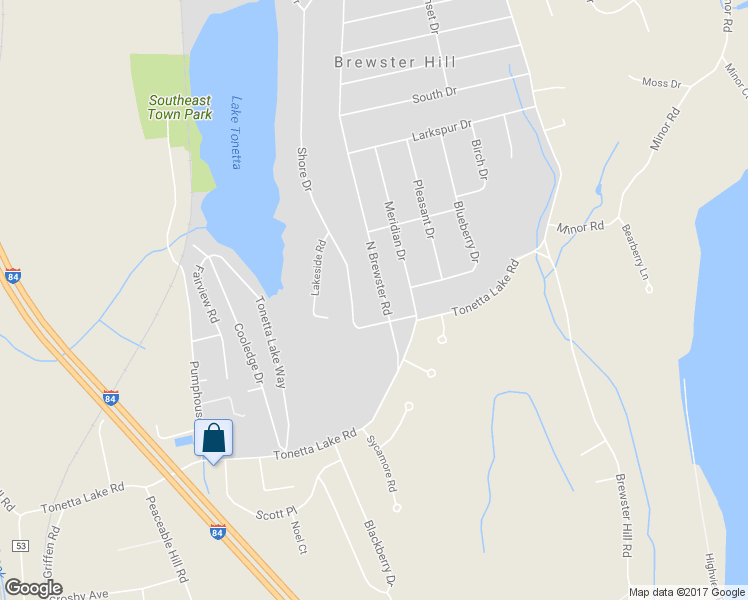 map of restaurants, bars, coffee shops, grocery stores, and more near 29 North Brewster Road in Brewster