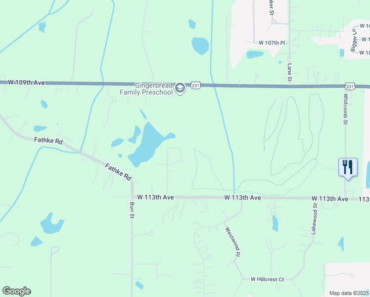 map of restaurants, bars, coffee shops, grocery stores, and more near 11113 Mount Place in Crown Point