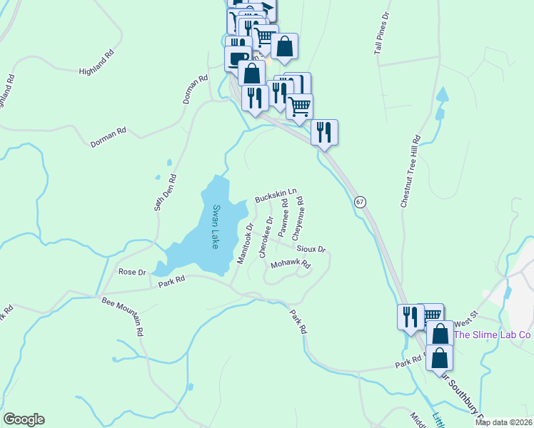map of restaurants, bars, coffee shops, grocery stores, and more near 24 Cherokee Drive in Oxford