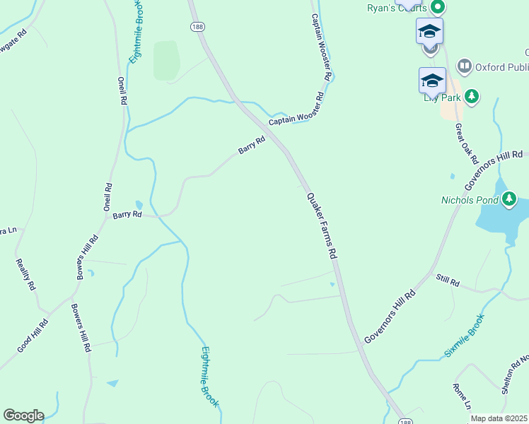 map of restaurants, bars, coffee shops, grocery stores, and more near 377 Quaker Farms Road in Oxford