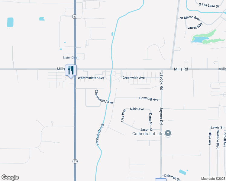 map of restaurants, bars, coffee shops, grocery stores, and more near 35492 Dorchester Avenue in North Ridgeville