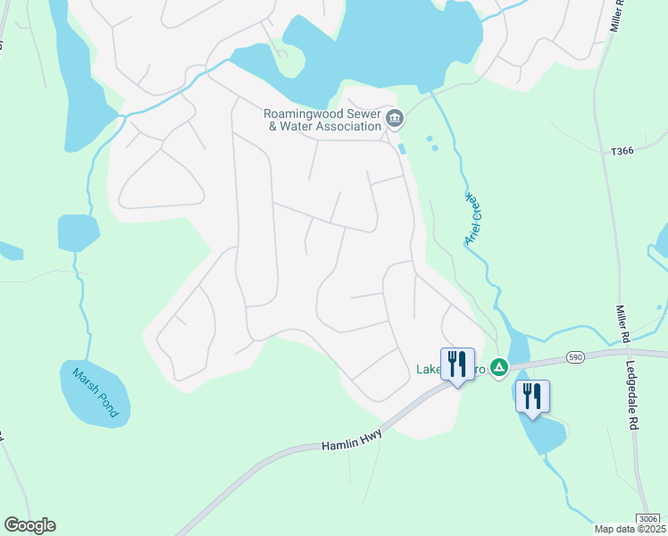 map of restaurants, bars, coffee shops, grocery stores, and more near Underwood Lane in Lake Ariel