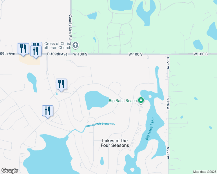 map of restaurants, bars, coffee shops, grocery stores, and more near 1298 Winterhaven Lane in Crown Point