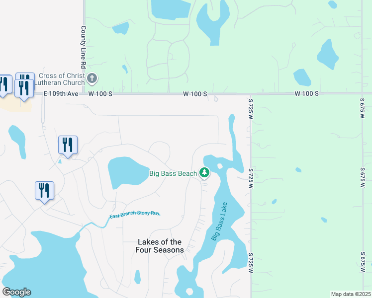 map of restaurants, bars, coffee shops, grocery stores, and more near 1100-1298 Winterhaven Ln in Crown Point