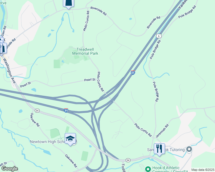 map of restaurants, bars, coffee shops, grocery stores, and more near 18B Philo Curtis Road in Newtown