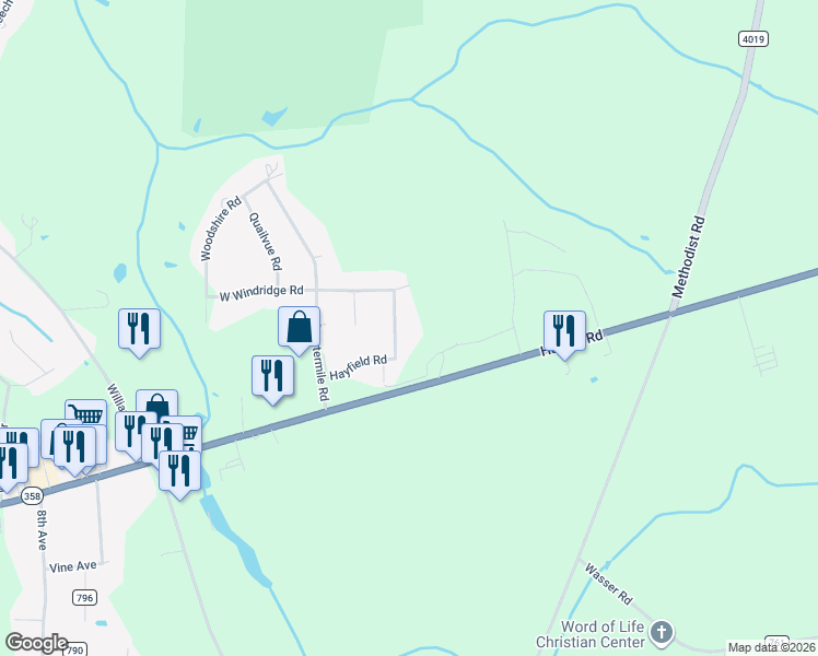 map of restaurants, bars, coffee shops, grocery stores, and more near 8 Southridge Road in Greenville