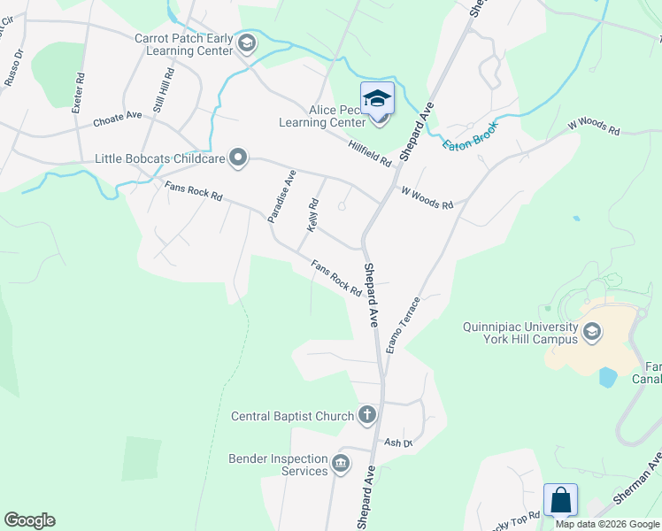 map of restaurants, bars, coffee shops, grocery stores, and more near 67 Fans Rock Road in Hamden