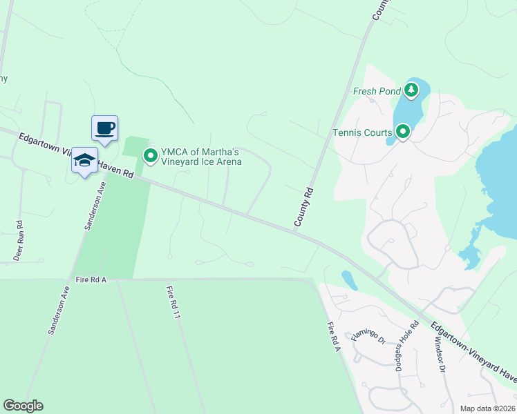 map of restaurants, bars, coffee shops, grocery stores, and more near 9 Meshaket Way in Oak Bluffs