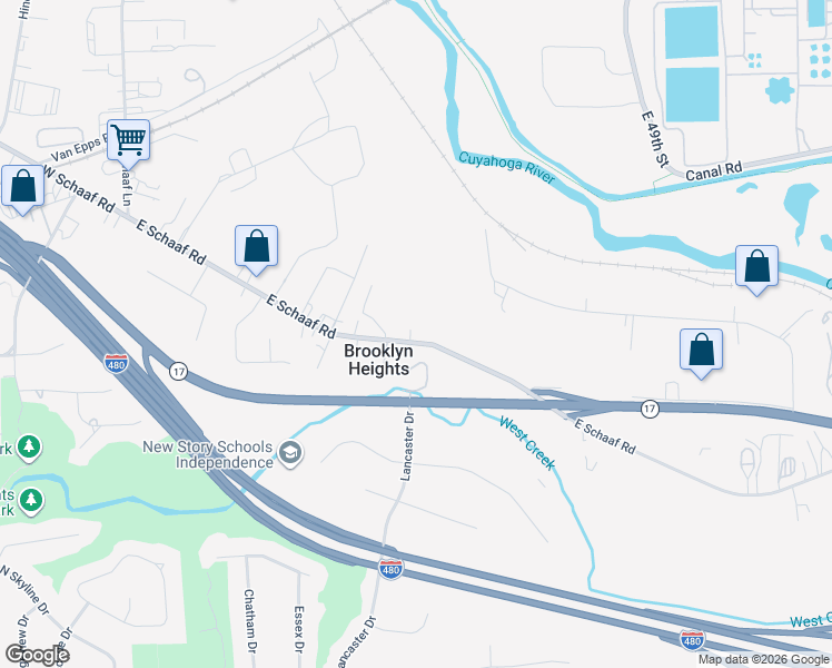 map of restaurants, bars, coffee shops, grocery stores, and more near 918 East Schaaf Road in Brooklyn Heights