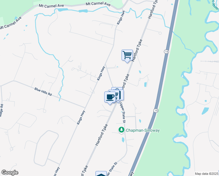 map of restaurants, bars, coffee shops, grocery stores, and more near 321 Upper State Street in North Haven