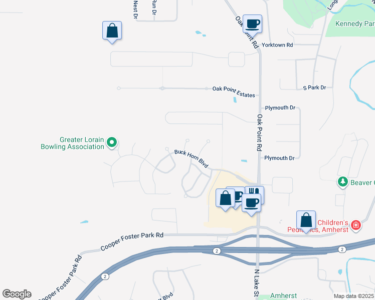 map of restaurants, bars, coffee shops, grocery stores, and more near 6032 White Tail Lane in Lorain