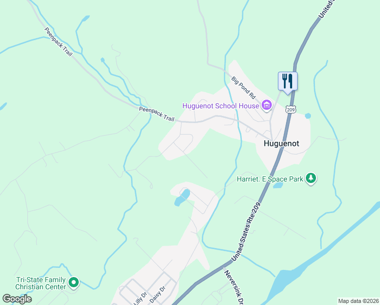 map of restaurants, bars, coffee shops, grocery stores, and more near 9 Lorelle Drive in Huguenot