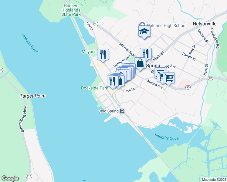 map of restaurants, bars, coffee shops, grocery stores, and more near 4 Stone Street in Cold Spring