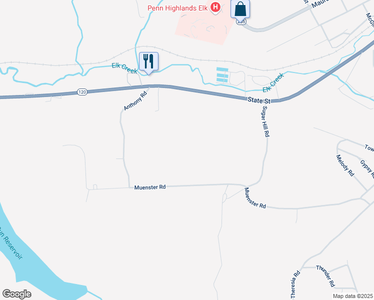 map of restaurants, bars, coffee shops, grocery stores, and more near 182 Muenster Road in Saint Marys