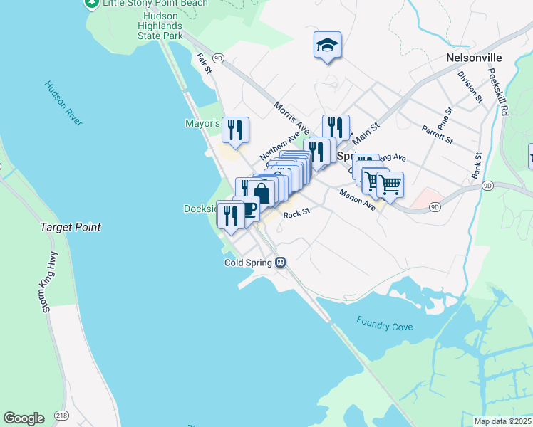 map of restaurants, bars, coffee shops, grocery stores, and more near 4 Stone Street in Cold Spring