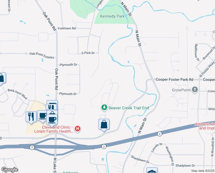map of restaurants, bars, coffee shops, grocery stores, and more near 364 Pebble Creek Court in Lorain