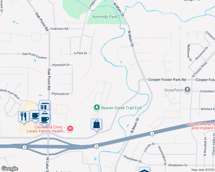map of restaurants, bars, coffee shops, grocery stores, and more near 364 Pebble Creek Court in Lorain