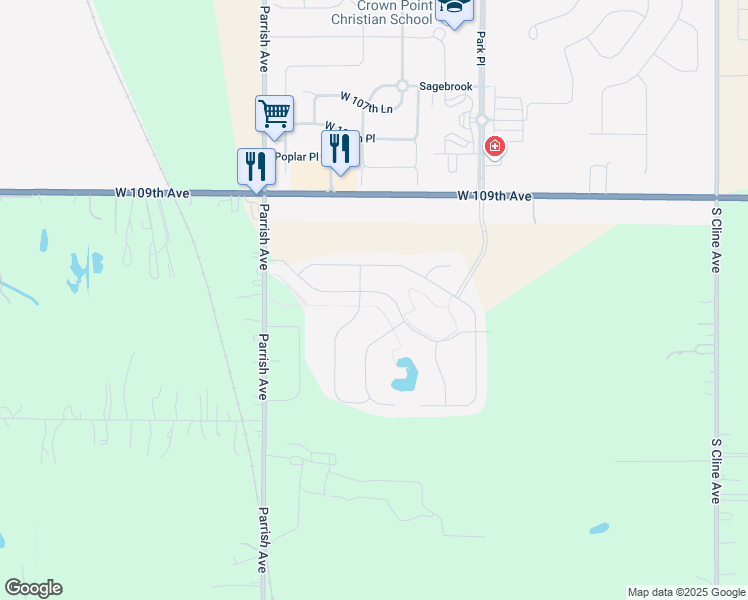 map of restaurants, bars, coffee shops, grocery stores, and more near 10927 Parrish Avenue in Cedar Lake