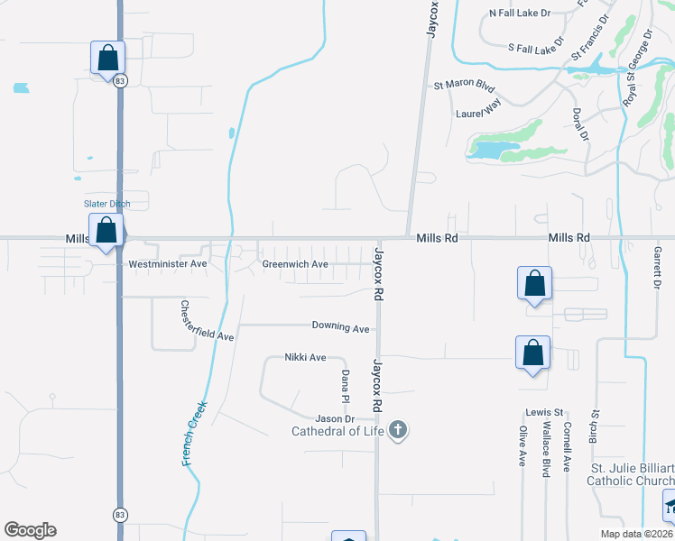 map of restaurants, bars, coffee shops, grocery stores, and more near 35192 Greenwich Avenue in North Ridgeville