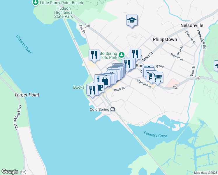 map of restaurants, bars, coffee shops, grocery stores, and more near 4 Stone Street in Cold Spring